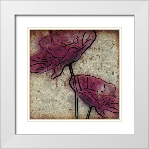 Plum Floral On Silver White Modern Wood Framed Art Print with Double Matting by Greene, Taylor