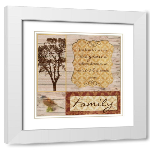 Family Tree White Modern Wood Framed Art Print with Double Matting by Greene, Taylor