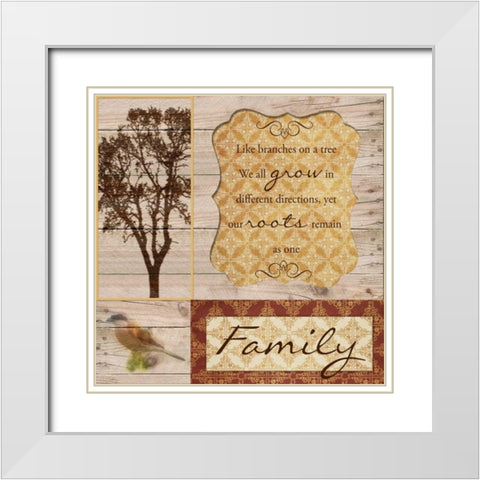 Family Tree White Modern Wood Framed Art Print with Double Matting by Greene, Taylor