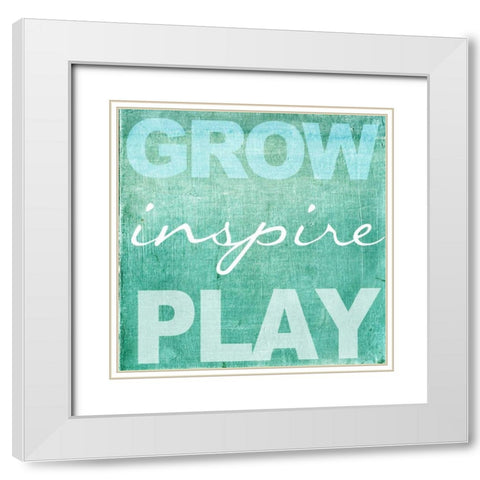 Grow Inspire Play Aqua White Modern Wood Framed Art Print with Double Matting by Greene, Taylor