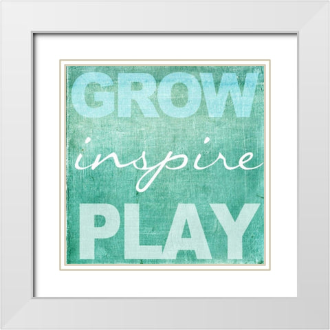 Grow Inspire Play Aqua White Modern Wood Framed Art Print with Double Matting by Greene, Taylor