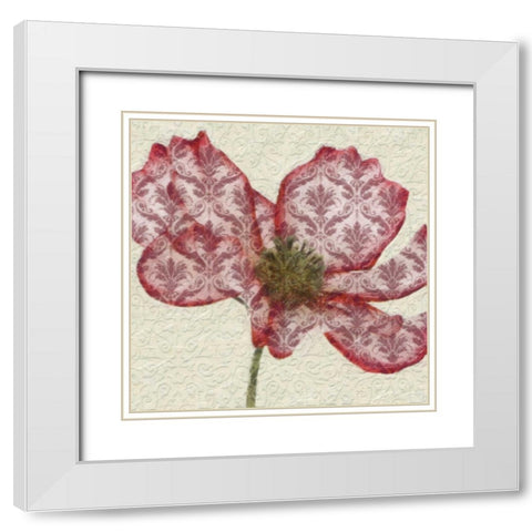 PATTEREND RED PETALS I White Modern Wood Framed Art Print with Double Matting by Greene, Taylor