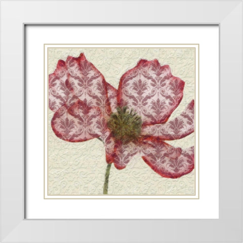 PATTEREND RED PETALS I White Modern Wood Framed Art Print with Double Matting by Greene, Taylor
