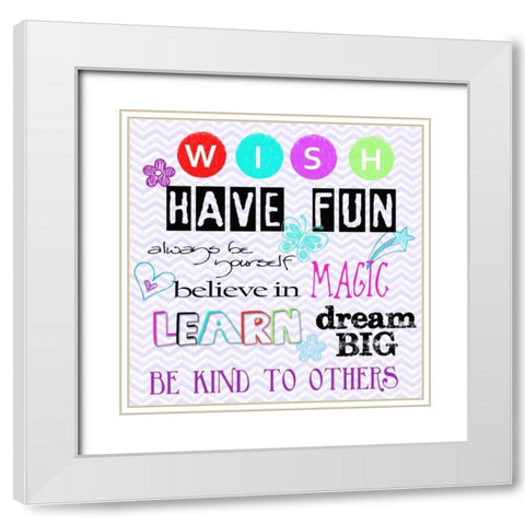 CHEVRON WISHES White Modern Wood Framed Art Print with Double Matting by Greene, Taylor