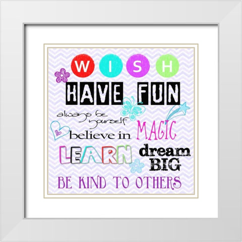 CHEVRON WISHES White Modern Wood Framed Art Print with Double Matting by Greene, Taylor