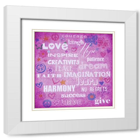 Courage Laugh Pink White Modern Wood Framed Art Print with Double Matting by Greene, Taylor
