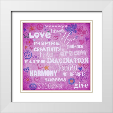 Courage Laugh Pink White Modern Wood Framed Art Print with Double Matting by Greene, Taylor