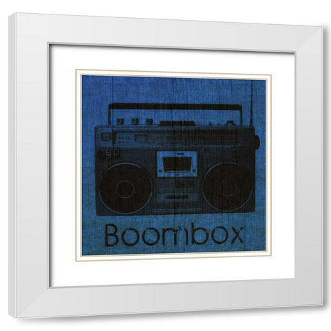 BOOMBOX ON BLUE White Modern Wood Framed Art Print with Double Matting by Greene, Taylor