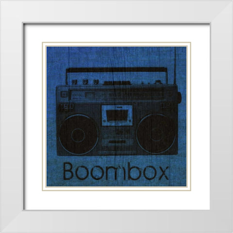 BOOMBOX ON BLUE White Modern Wood Framed Art Print with Double Matting by Greene, Taylor