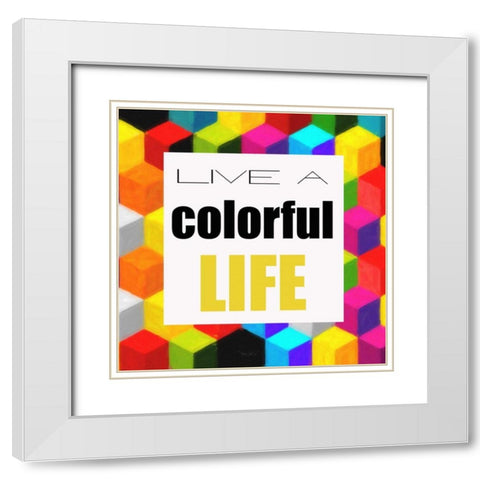 Live A Colorful Life White Modern Wood Framed Art Print with Double Matting by Greene, Taylor