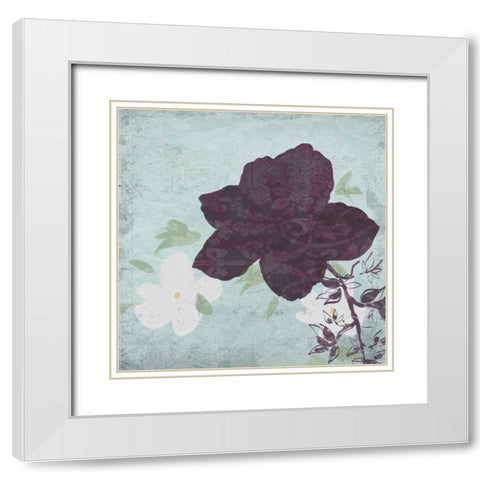 Floral Bird Triptych White Modern Wood Framed Art Print with Double Matting by Greene, Taylor