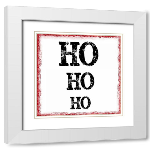 HO HO HO White Modern Wood Framed Art Print with Double Matting by Greene, Taylor