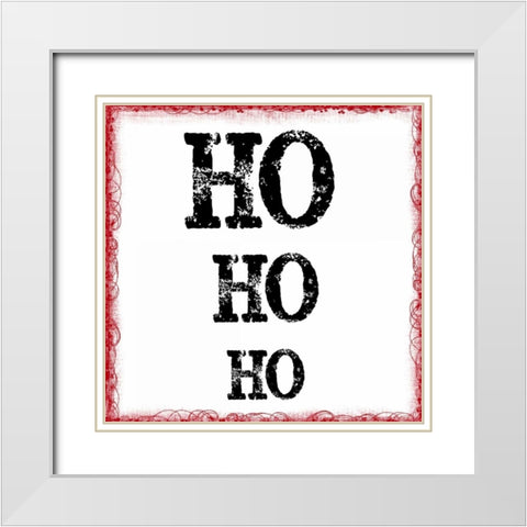 HO HO HO White Modern Wood Framed Art Print with Double Matting by Greene, Taylor