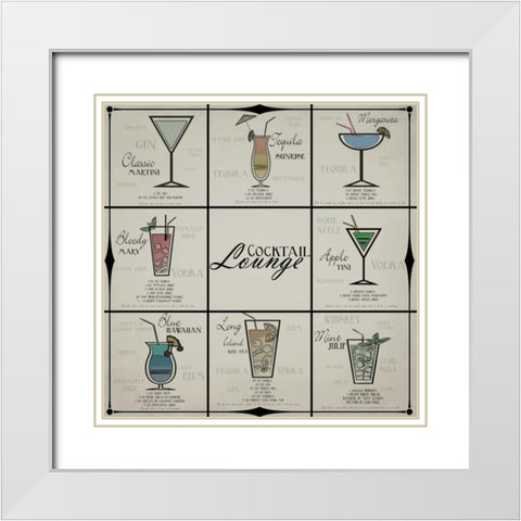 Cocktail Lounge White Modern Wood Framed Art Print with Double Matting by Greene, Taylor