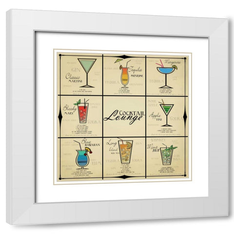 Cocktail Lounge White Modern Wood Framed Art Print with Double Matting by Greene, Taylor