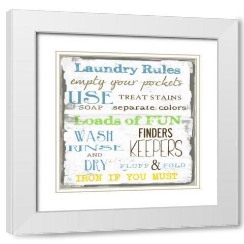 LAUNDRY RULES White Modern Wood Framed Art Print with Double Matting by Greene, Taylor