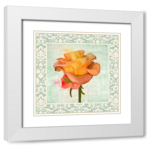 DAMASK ROSE II White Modern Wood Framed Art Print with Double Matting by Greene, Taylor