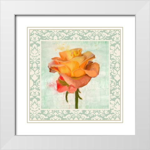 DAMASK ROSE II White Modern Wood Framed Art Print with Double Matting by Greene, Taylor