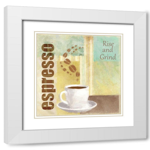 RISE AND GRIND White Modern Wood Framed Art Print with Double Matting by Greene, Taylor