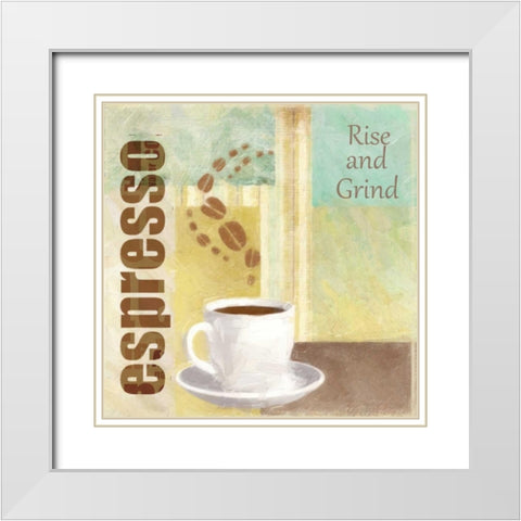 RISE AND GRIND White Modern Wood Framed Art Print with Double Matting by Greene, Taylor