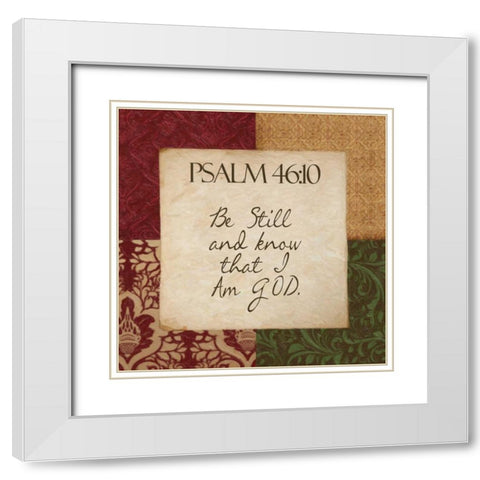 Psalm 46 A White Modern Wood Framed Art Print with Double Matting by Greene, Taylor