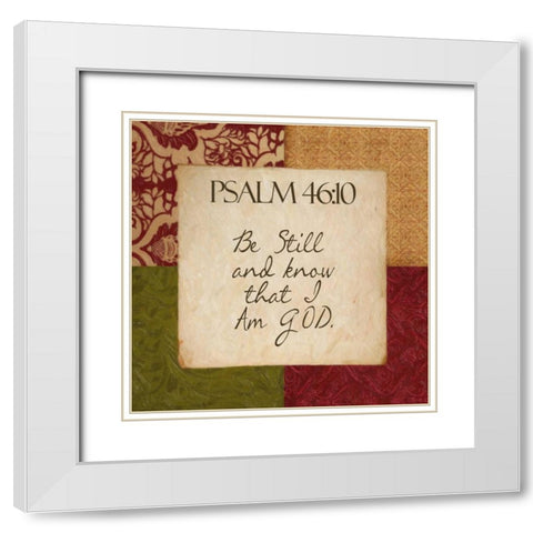 Psalm 46 White Modern Wood Framed Art Print with Double Matting by Greene, Taylor