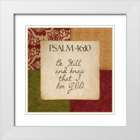 Psalm 46 White Modern Wood Framed Art Print with Double Matting by Greene, Taylor