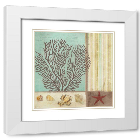 CORAL DECOUPAGE II White Modern Wood Framed Art Print with Double Matting by Greene, Taylor