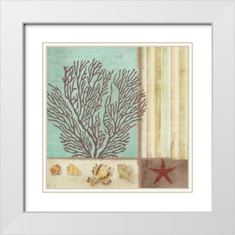 CORAL DECOUPAGE II White Modern Wood Framed Art Print with Double Matting by Greene, Taylor