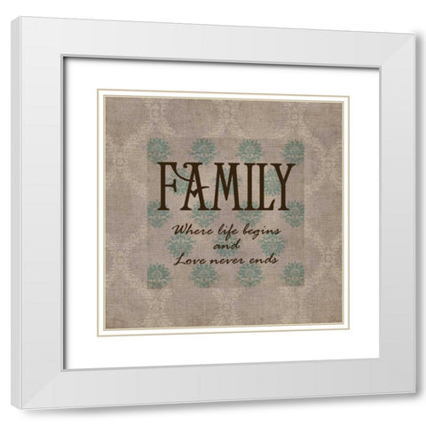 FAMILY White Modern Wood Framed Art Print with Double Matting by Greene, Taylor