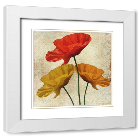 POPPY II White Modern Wood Framed Art Print with Double Matting by Greene, Taylor