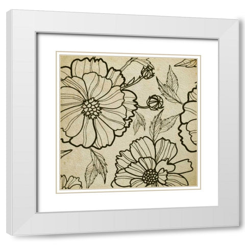 Floral Pattern I White Modern Wood Framed Art Print with Double Matting by Greene, Taylor