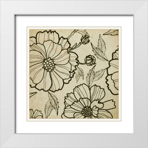 Floral Pattern I White Modern Wood Framed Art Print with Double Matting by Greene, Taylor