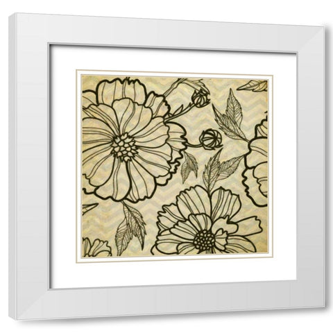Floral Pattern I White Modern Wood Framed Art Print with Double Matting by Greene, Taylor