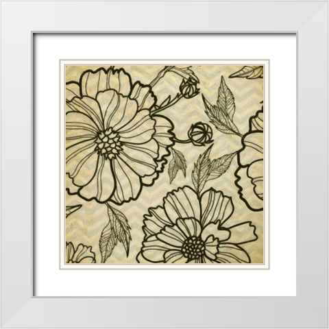 Floral Pattern I White Modern Wood Framed Art Print with Double Matting by Greene, Taylor