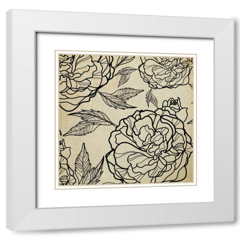 Floral Pattern II White Modern Wood Framed Art Print with Double Matting by Greene, Taylor