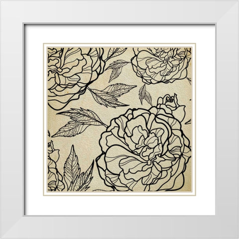 Floral Pattern II White Modern Wood Framed Art Print with Double Matting by Greene, Taylor