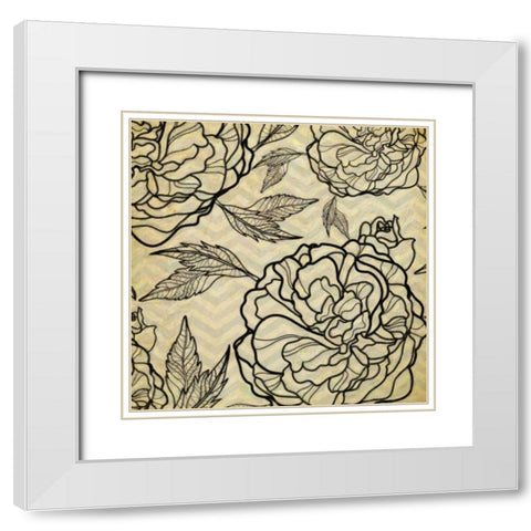 Floral Pattern II White Modern Wood Framed Art Print with Double Matting by Greene, Taylor