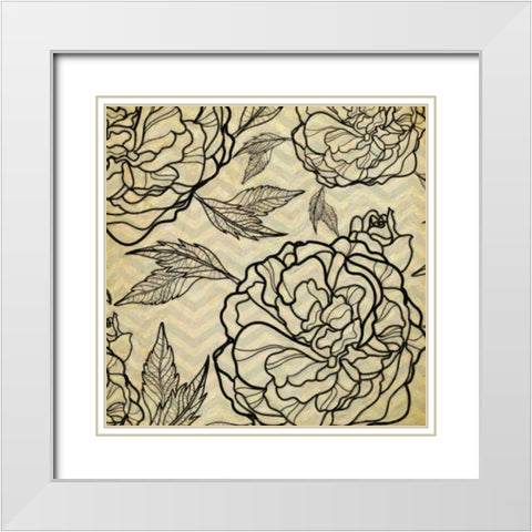 Floral Pattern II White Modern Wood Framed Art Print with Double Matting by Greene, Taylor