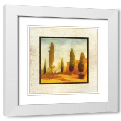 Damask Landscape II White Modern Wood Framed Art Print with Double Matting by Greene, Taylor