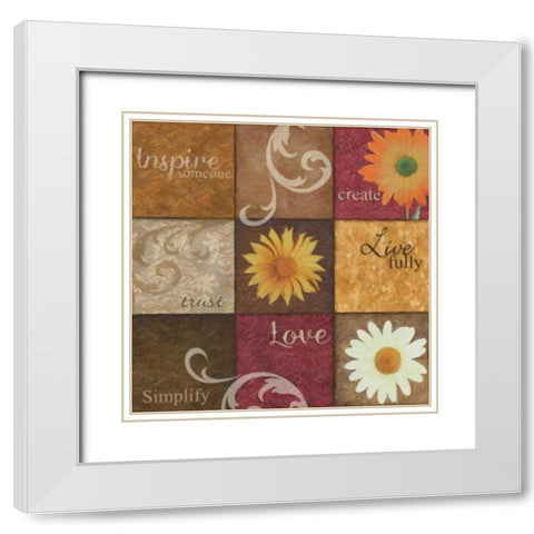 Spice 9 Patch White Modern Wood Framed Art Print with Double Matting by Greene, Taylor