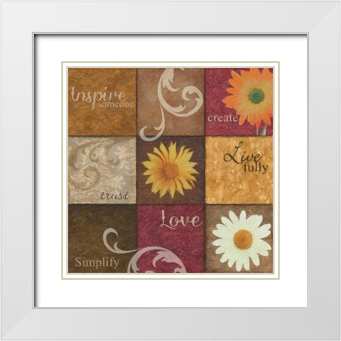 Spice 9 Patch White Modern Wood Framed Art Print with Double Matting by Greene, Taylor