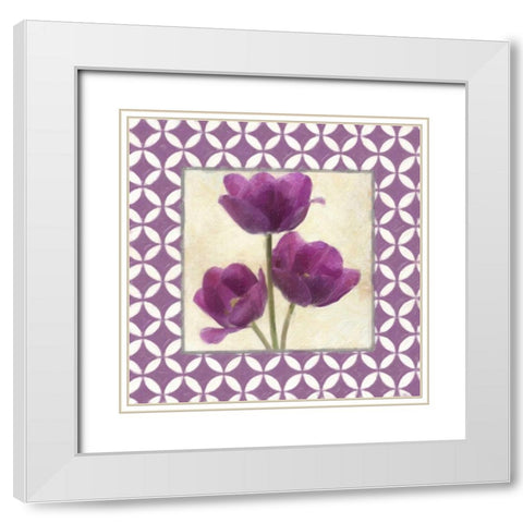 MOROCCAN PLUM FLORAL 3 White Modern Wood Framed Art Print with Double Matting by Greene, Taylor