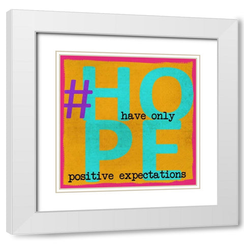 HOPE White Modern Wood Framed Art Print with Double Matting by Greene, Taylor