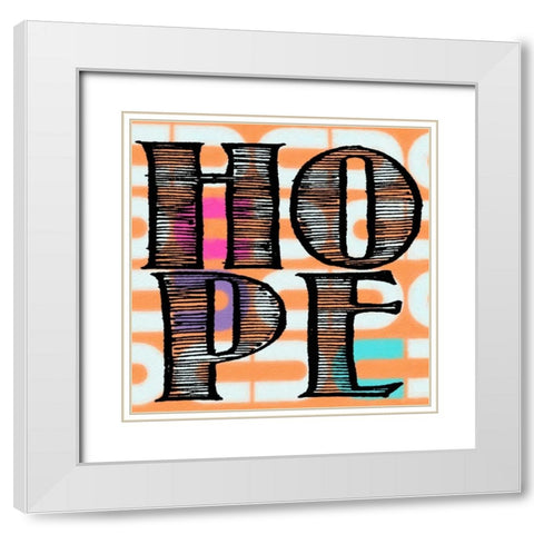 HOPE White Modern Wood Framed Art Print with Double Matting by Greene, Taylor