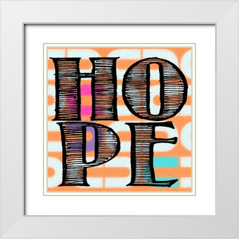 HOPE White Modern Wood Framed Art Print with Double Matting by Greene, Taylor