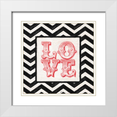CHEVRON LOVE RED White Modern Wood Framed Art Print with Double Matting by Greene, Taylor