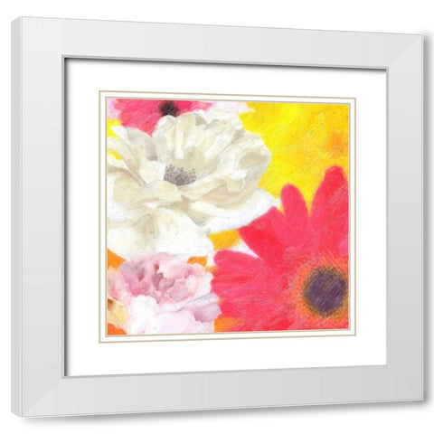 COLORFUL BLOOMS White Modern Wood Framed Art Print with Double Matting by Greene, Taylor