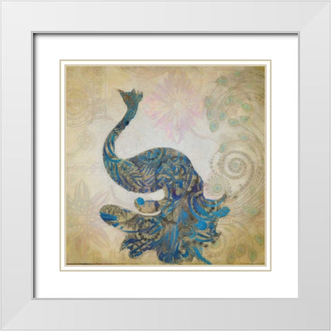 ELEGANT PEACOCK White Modern Wood Framed Art Print with Double Matting by Greene, Taylor