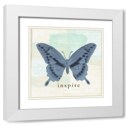 Butterfly Inspire White Modern Wood Framed Art Print with Double Matting by Greene, Taylor